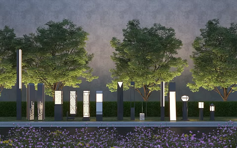 Modern landscape lamp lawn lamp combination 3d model