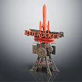 Industrial LOFT Rocket Station Landmark Building Rocket Logo 3d model