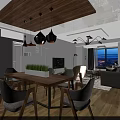 Modern Industrial Open Plan Living And Dining Room With Cozy Sofa And Warm Wooden Flooring