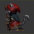 Wizard Cat With Red Hat Green Eyes Blue Red Cloak Green Gemstone And Red Staff