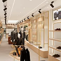 Modern Clothing Store Interior With Suits Mannequins Shelves And Lighting