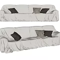 White Multi-seater Sofa Covered With Soft Sofa Cover And Decorative Pillows 3d model