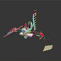 Toy Model Airplane With Red White Black And Yellow Striped Design