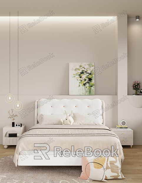 Cream wind double bed model