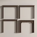 Four Decorative Wooden Frames With Classic Design On White Wall 3d model