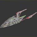 Futuristic Spaceship Model With Sleek Design And Metallic Finish Details
