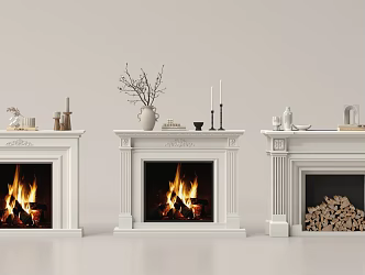 European style fireplace ornaments combination 3d model
