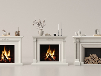 European style fireplace ornaments combination 3d model