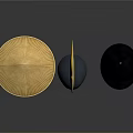 Decorative Hats Collection Including Bamboo Conical Black Lightning And Bowler Styles With Red Trim