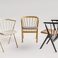 Modern Dining Chairs With Stylish Backrest And Various Color Options 3d model