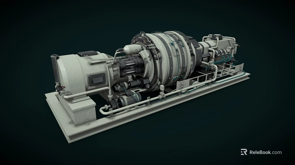 Industrial Heavy duty Machinery With Cylindrical Body Pipes And Metal Support Frame 3d model 