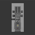 Gray And White Industrial Machine Component With Panels Vents And Red Indicators
