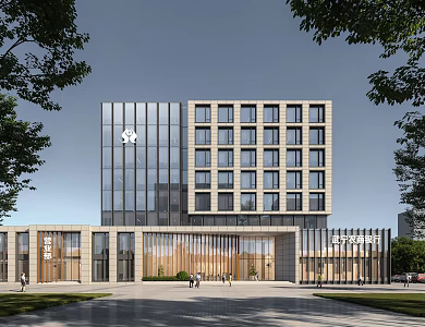 modern high-rise office building financial building 3d model