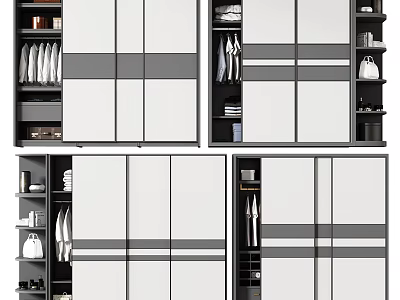Modern Wardrobe Design With Sliding Doors Hanging Sections And Storage Spaces 3d model