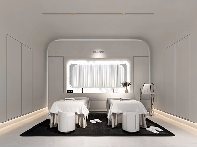 Modern Minimalist SPA Space With Treatment Beds And Lighting 3d model