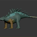 Turquoise And Yellow Stegosaurus Dinosaur Model With Spiked Back And Tail Spikes
