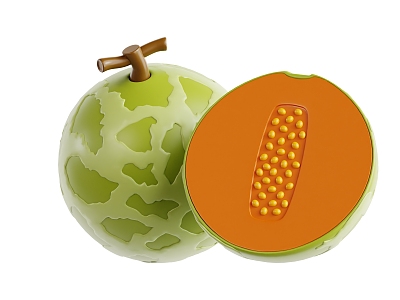 Modern Hami Melon Fruit Cartoon Fruit Fresh Fruit 3d model