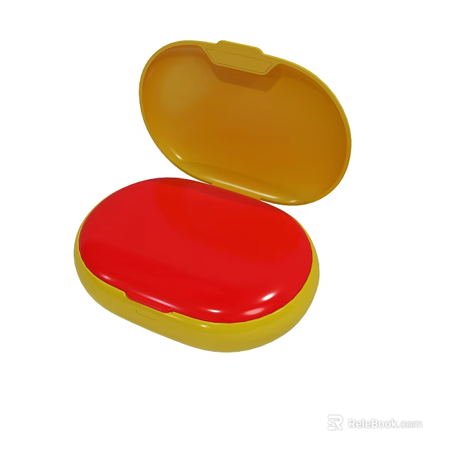Open Yellow Case With Red Lid Ideal For Small Item Storage 3d model 