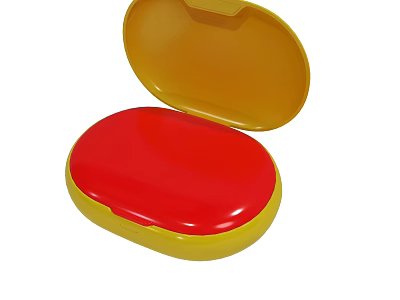 Open Yellow Case With Red Lid Ideal For Small Item Storage 3d model