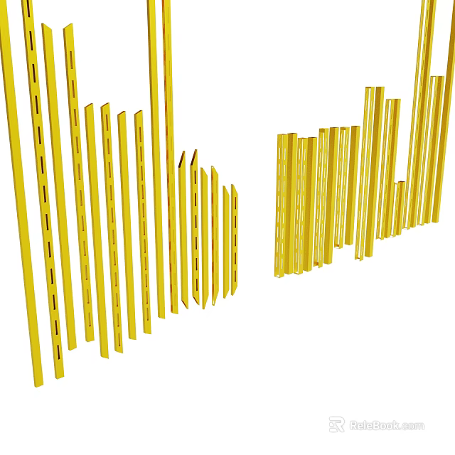 Modern Yellow Vertical Stripes As Decorative Elements In Interior Design 3d model 