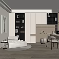 Minimalist Study Room With Modern Desk Storage Cabinets Sofa Wooden Floor And Bright Lighting