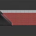 Stadium Grandstand With Red Stepped Seats And White Frame Structure