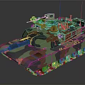Detailed Modern Military Tank With Camouflage Paint Tracks Turret And Cannon