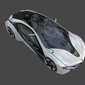 Electric Concept Car With Sleek White Body Blue Accents Futuristic Design And Unique Wheels