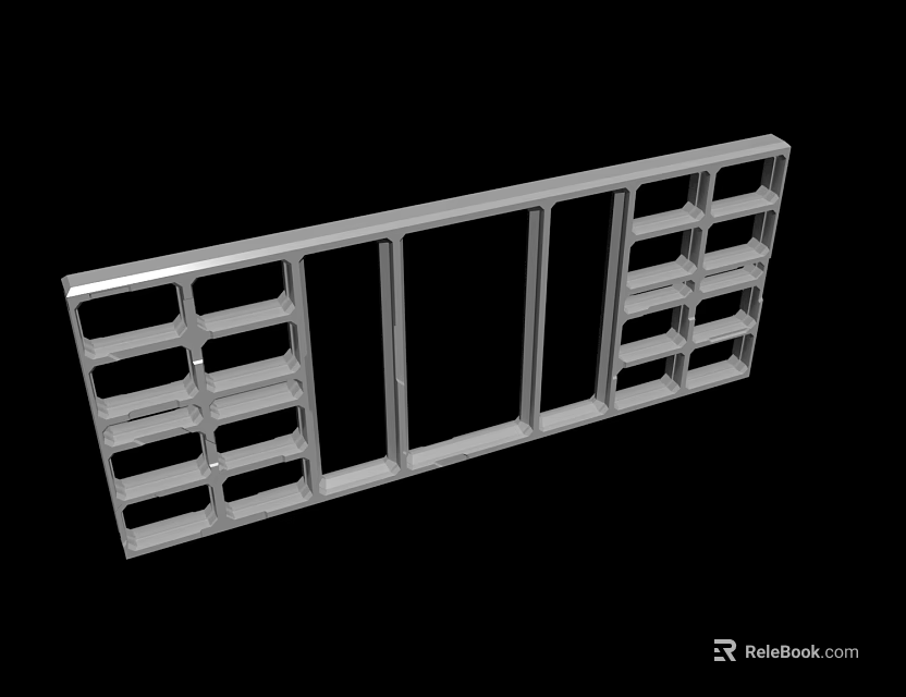 Sturdy Metal Frame Structure With Multiple Rectangular Openings And Industrial Design Features 3d model