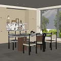 Bright Elegant Dining Room With Marble Table And Chairs Near Window Blinds And Green Plants