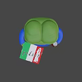 3D Green Frog Game Character Wearing Blue Shirt Brown Shorts Holding Pizza Box Cola
