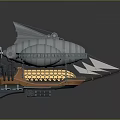 Cosmic Aerospace Spaceship Design With Balloon Like Upper Structure And Yellow Honeycomb Section