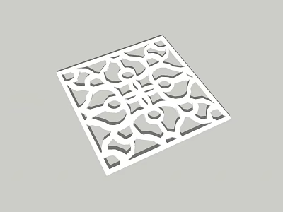 White Square Perforated Decorative Panel With Intricate Geometric Floral Patterns 3d model