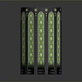 Cylindrical Decorative Lighting Fixture With Green Top And Patterned Black Frame 3d model