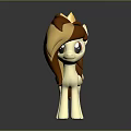 Brown And Beige Mane Pony Toy With Golden Crown Black Eyes And Gray Background