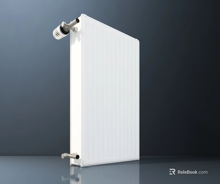 White Vertical Radiator With Modern Design And Top Bottom Connections For Home Heating 3d model 