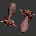 Anime Character With Red Horns Long Brown Hair Red Pink Outfit And Fox Tail Features