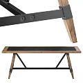 Sturdy Functional Desk With Wooden Top Black Surface And Metal Crossed Legs