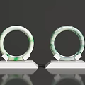 Two Elegant Natural Green Jade Bracelets On White Display Stands