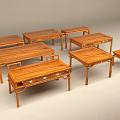 Natural Wood Grain Dining Tables With Simple Design And Multiple Sizes 3d model