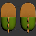 Stylish Green Slippers With Orange Sole And Three Orange Bumps Design