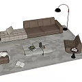 Cozy Modern Sofa Coffee Table Set With Accent Chair Floor Lamp And Decor Books