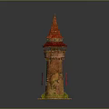 Ornamental Tower Shaped Furniture With Red Spire Yellow Body And Green Base