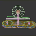 Mechanical Display Structure With Large Wheel And Two Red Circular Platforms
