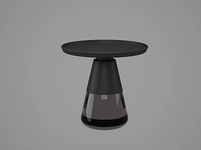 Sleek Black Coffee Table With Round Top And Conical Glass Base 3d model
