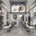 Modern Beauty Salon Interior With Windows Mirrors Styling Chairs Marble Floor Reception Desk And Computer