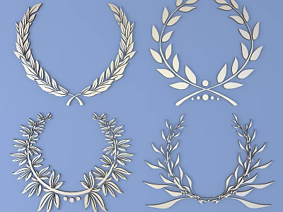 Laurel Wreath Wall Decor with Intricate Leaf Designs and Elegant Patterns 3d model