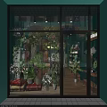 Charming Green Plant and Flower Store Interior With Fresh Flowers Decorative Paintings and Wooden Shelves