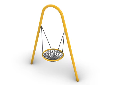 Outdoor Playground Swing With Yellow Arch Frame And Hanging Net Seat For Kids 3d model