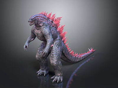 Giant Monster Character Featuring Red Spines And Gray Skin Standing Posture 3d model